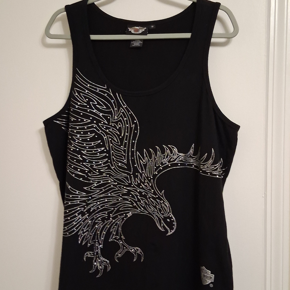 Harley-Davidson Black Tank Top with Silver Eagle Design